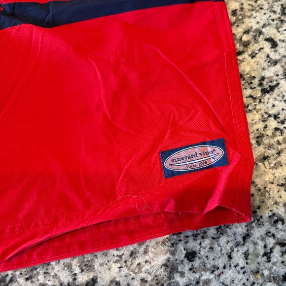 Vineyard Vines Mens 7" Board Shorts Red with White/Blue Stripes - 32 - Picture 4 of 4